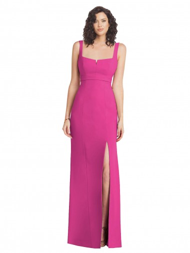 Shop Wide Strap Notch Empire Waist Bridesaid Dress with Front Slit Montreal