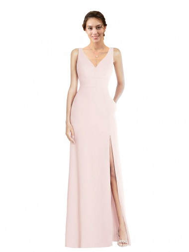 Shop Square Neck Low Back A-Line Bridesmaid Dress / Prom Dress with Front Slit and Pockets Montreal
