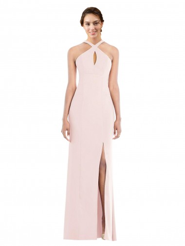 Shop Criss Cross Halter Princess Line Trumpet Formal Crepe Bridesmaid Dress / Prom Dress Montreal
