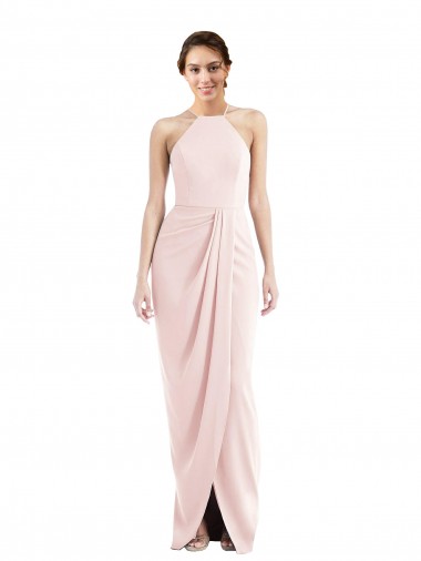 Shop Halter Draped Tulip Skirt Maxi Bridesmaid Dress / Prom Dress Montreal