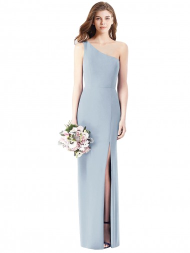 Shop One Shoulder Crepe Trumpet Bridesmaid Dress / Prom Dress with Front Slit Montreal