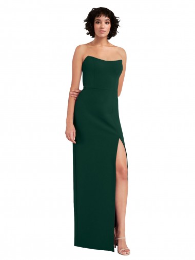 Shop Scooped Strapless Neckline Formal Crepe Bridesmaid Dress / Prom Dress with Side Slit Montreal