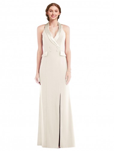 Shop Halter Tuxedo Maxi Bridesmaid Dress / Prom Dress with Front Slit Montreal