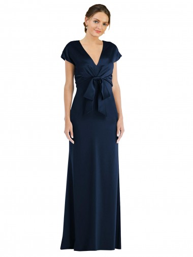 Shop Soft Bow Blouson Bodice Trumpet Formal Crepe Bridesmaid Dress / Prom Dress Montreal