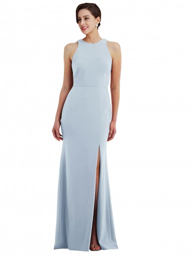 Shop Cutout Open Back Halter Maxi Formal Crepe Bridesmaid Dress / Prom Dress with Scarf Tie Montreal
