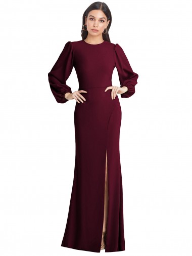 Shop Puff Sleeves Long Maxi Briddesmaid Dress with Cutout Tie Back Montreal