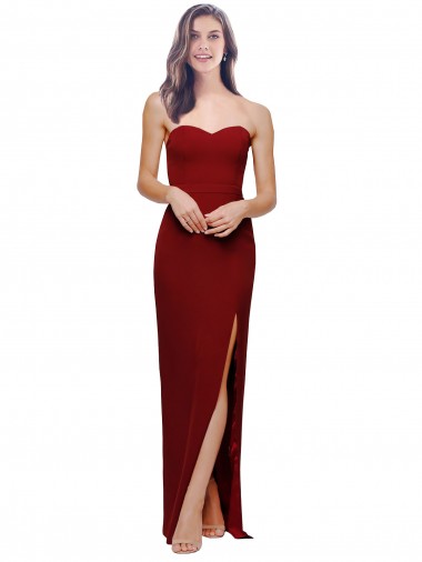Shop Straight Pencil Skirt Long Sweetheart Formal Crepe Bridesmaid Dress / Prom Dress with High Side Split Montreal