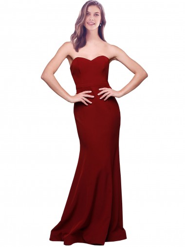 Shop Long Full Length Sweetheart Slim Formal Crepe Bridesmaid Dress / Prom Dress with Strapless Bodice Montreal