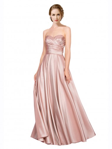 Shop Long Plated Strapless Sweetheat Formal Stretch Satin Bridesmaid Dress / Prom Dress Montreal