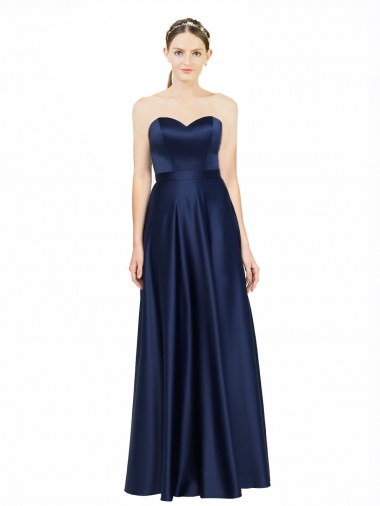 Shop Floor Length Sweetheart Neckline Formal Stretch Satin Bridesmaid Dress with Belt Montreal