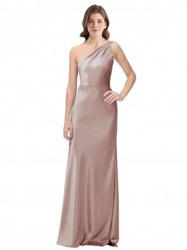 Shop One Shoulder Black-Tie Floor Length Long Formal Stretch Satin Bridesmaid Dress / Prom Dress Montreal