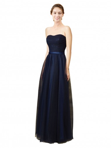 Shop Elegant Lace and Tulle Long Strapless Bridesmaid Dress Montreal