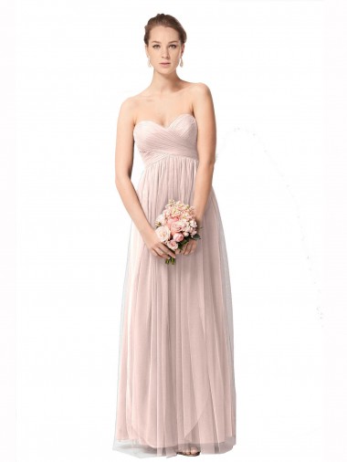 Shop Long Sweetheart Tulle Bridesmaid Dress with Shirred Criss Cross Bodice Montreal