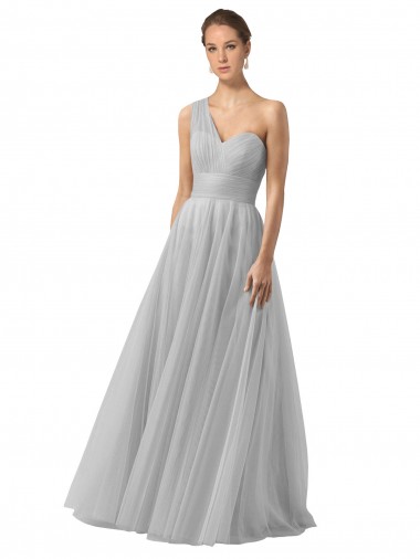 Shop Floor Length Tulle Bridesmaid Dress with Shirred One Shoulder Bodice Montreal