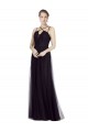 High Neck Long A-Line Tulle Bridesmaid Dress