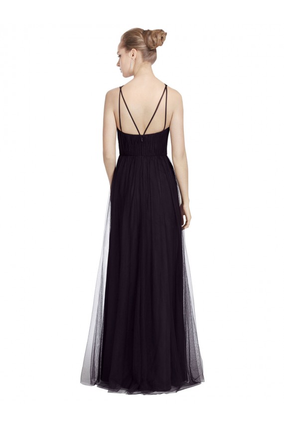 High Neck Long A-Line Tulle Bridesmaid Dress