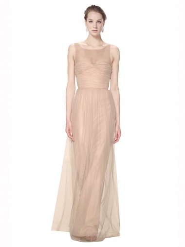 Shop Long Tulle Bridesmaid Dress with Illusion Neck Montreal