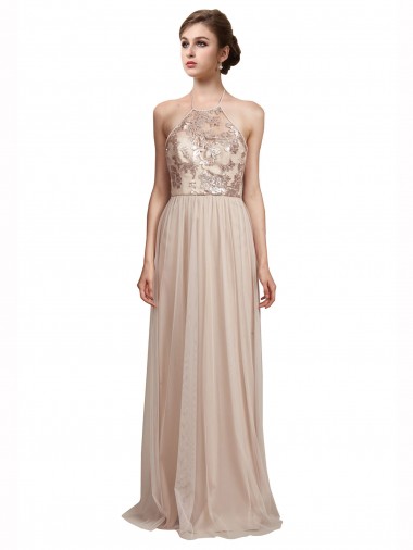 Shop Sweetheart Tulle Bridesmaid Dress with High Neck Illusion Bodice Montreal