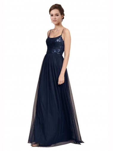 Shop Spaghetti Strap Tulle Bridesmaids Dress with Ballerina Neckline Montreal