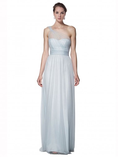 Shop One Shoulder Illusion Tulle Bridesmaid Dress with Knot Detail Montreal