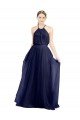 Long A-Line High Neck Halter Tulle Bridesmaid Dress