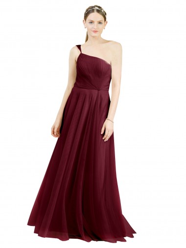 Shop One Shoulder Floor Length Long Tulle Bridesmaid Dress Montreal