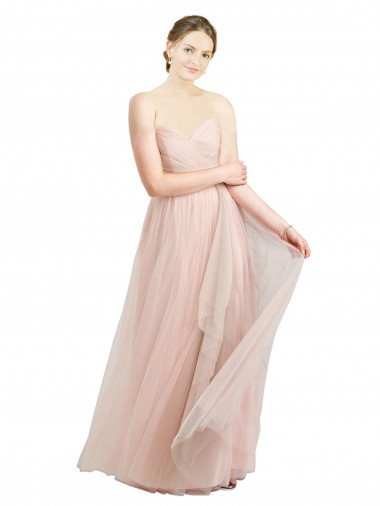 Shop Long Floor Length Sweetheart Pleated Tulle Bridesmaid Dress Montreal
