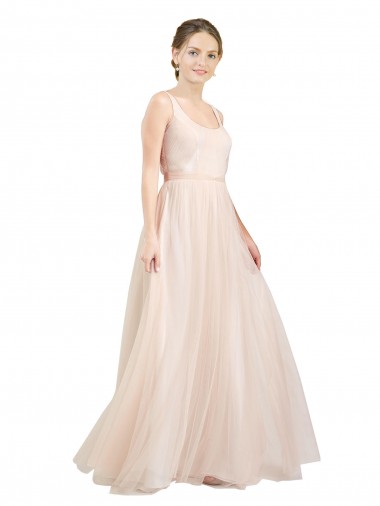 Shop Scooped Neckline Long Tulle Bridesmaid Dress with Open Back Montreal