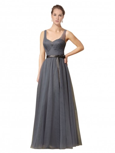 Shop Sweetheart Long Tulle Bridesmaid Dress with Sash Montreal