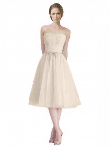 Shop Strapless Short Cocktail Length Tulle Cocktail Bridesmaid Dress with Pleats Montreal
