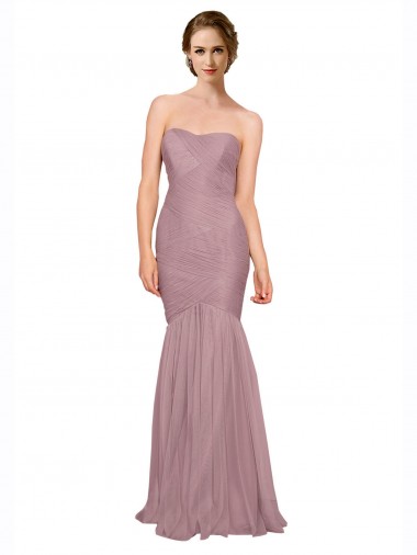 Shop Mermaid Strapless Tulle Bridesmaid Dress with All Over Pleats Montreal