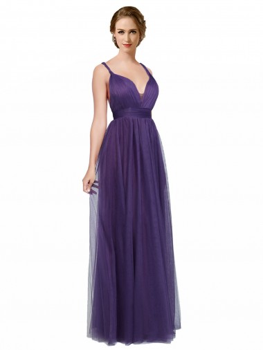 Shop Twisted Straps Sweeheart Long Tulle Bridesmaid Dress Open Back Montreal
