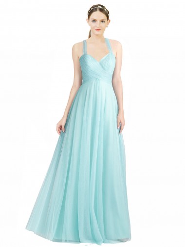 Shop Ruched Sweetheart Neckline A-Line Tulle Bridesmaid Dress with Tie Open Back Montreal