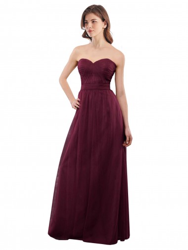 Shop Strapless Tulle A-line bridesmaid dress with pleated top Montreal