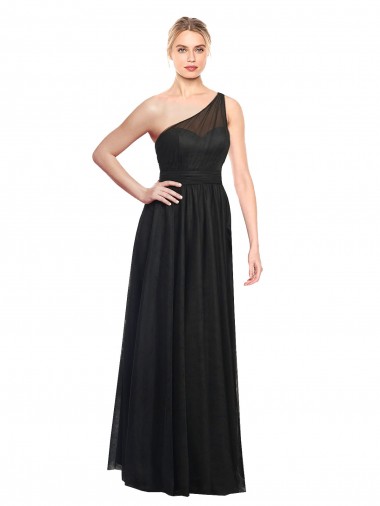 Shop Ruched One Shoulder Tulle A-Line Bridesmaid Dress Montreal