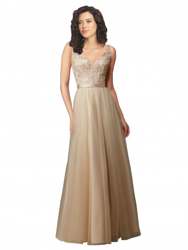 Shop Long Tulle Bridesmaid Dress with Embroidery and Beading Montreal