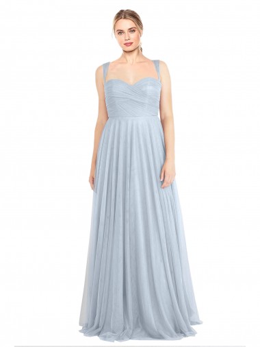 Shop Sweetheart Spaghetti Straps Long Tulle Bridesmaid Dress with Criss Cross Back Montreal