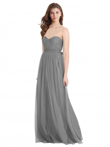 Shop Shirred Strapless Bodice Long Tulle Bridesmaid Dress with Sweetheart Neckline Montreal