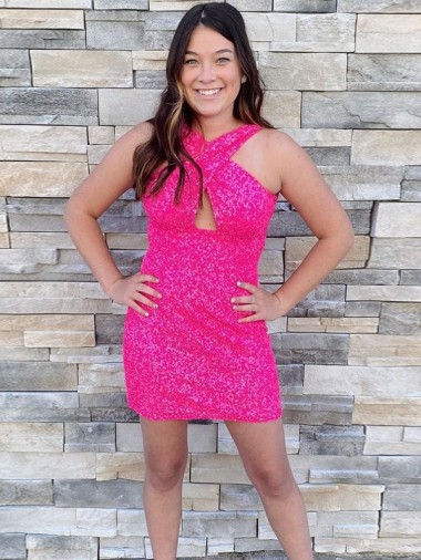 Shop Halter Sleeveless Short Velvet Sequin Cocktail Prom Dress Montreal