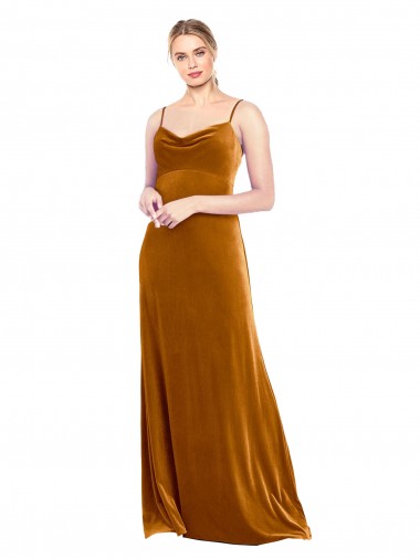 Shop Long Velvet Cowl Neck Slip Bridesmaid Dress / Prom Dress Montreal