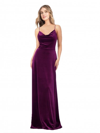Shop Draped Neckline Spaghetti Straps Formal Velvet Bridesmaid Dress / Prom Dress Montreal