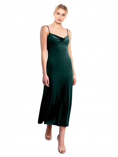 Shop Midi Cocktail Length Cowl Neck Velvet Slip Bridesmaid Dress / Prom Dress Montreal