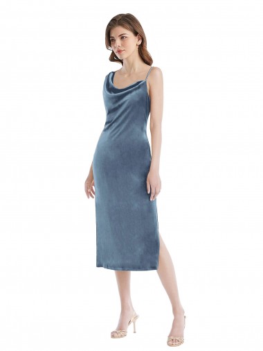 Shop Midi Length Asymmetrical One Shoulder Velvet Slip Bridesmaid Dress / Prom Dress Montreal