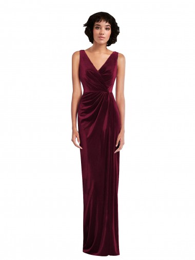 Shop Draped Skirt Faux Wrap Velvet Maxi Bridesmaid Dress / Prom Dress Montreal
