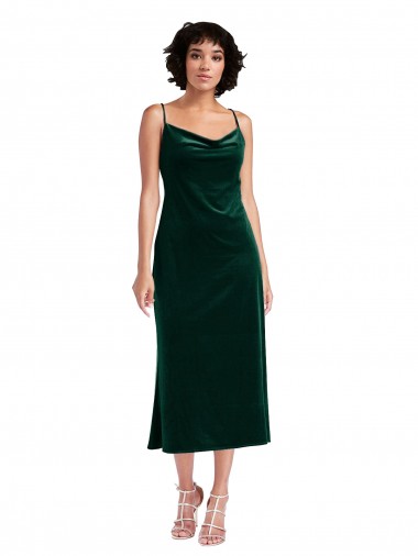 Shop Midi Length Cowl Neck Formal Velvet Short Cocktail Slip Bridesmaid Dress / Prom Dress Montreal