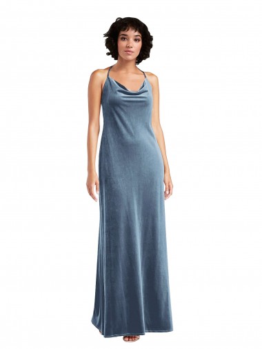 Shop Cowl Neck Convertible Velvet Maxi Slip Dress Montreal