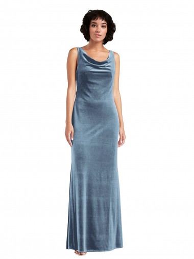 Shop Floor Length Cowl Neck Long Stretch Velvet Maxi Bridesmaid Dress / Prom Dress Montreal