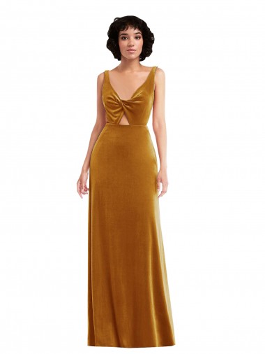 Shop Twist Front Cutout Velvet Maxi Bridesmaid Dress / Prom Dress with Pockets Montreal
