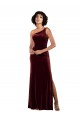 Formal One Shoulder Floor-Length Velvet Bridesmaid Dress / Prom Dress