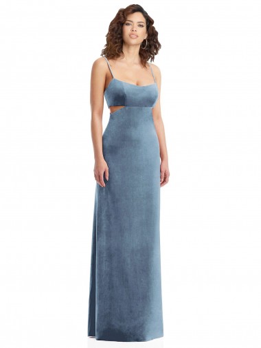 Shop Spaghetti Strap Long Full Length Formal Velvet Maxi Bridesmaid Dress / Prom Dress Montreal